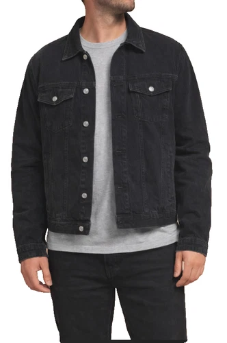 LAZER Men’s Black Denim Jacket -Size Large -Full Button Classic Fit-New With Tag video thumbnail