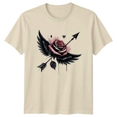 Rose Wings Floral Graphic Herren T-Shirt Damen Tee Unisex Oberteil