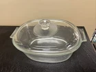 Pyrex #703 Clear Oval 3 Quart Clear Glass Casserole/Baking Dish w Lid Vintage