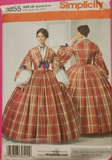 Simplicity 3855, Deborah Woodbridge, Civil War era dress, Sz U5 16-24 UNCUT