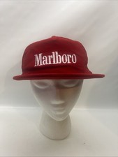 Vintage Marlboro Red Corduroy Snapback Hat Made in USA Habitat Industries