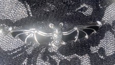 VTG SILVER SILKY NYLON SHINE SHINY BAT GOTHIC STEAMPUNK STRING BIKINI PANTIES ML
