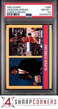 1990 HOOPS SUPER STREAKS #385 MAGIC JOHNSON-MICHAEL JORDAN HOF POP 6 PSA 8.5