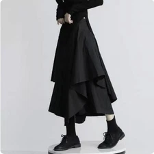 Women's Street Style Wide Leg Pants Japanese High Waisted Loose Skirt Pants MLXL
