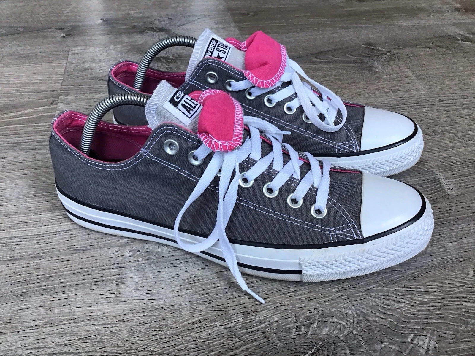 Scarpe donna Converse Chuck Taylors All Star taglia 11 grigio rosa doppia lingua basse