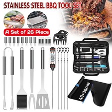 26pcs BBQ Grill Tool Set Stainless Steel Barbecue Grilling Accessories with Bag