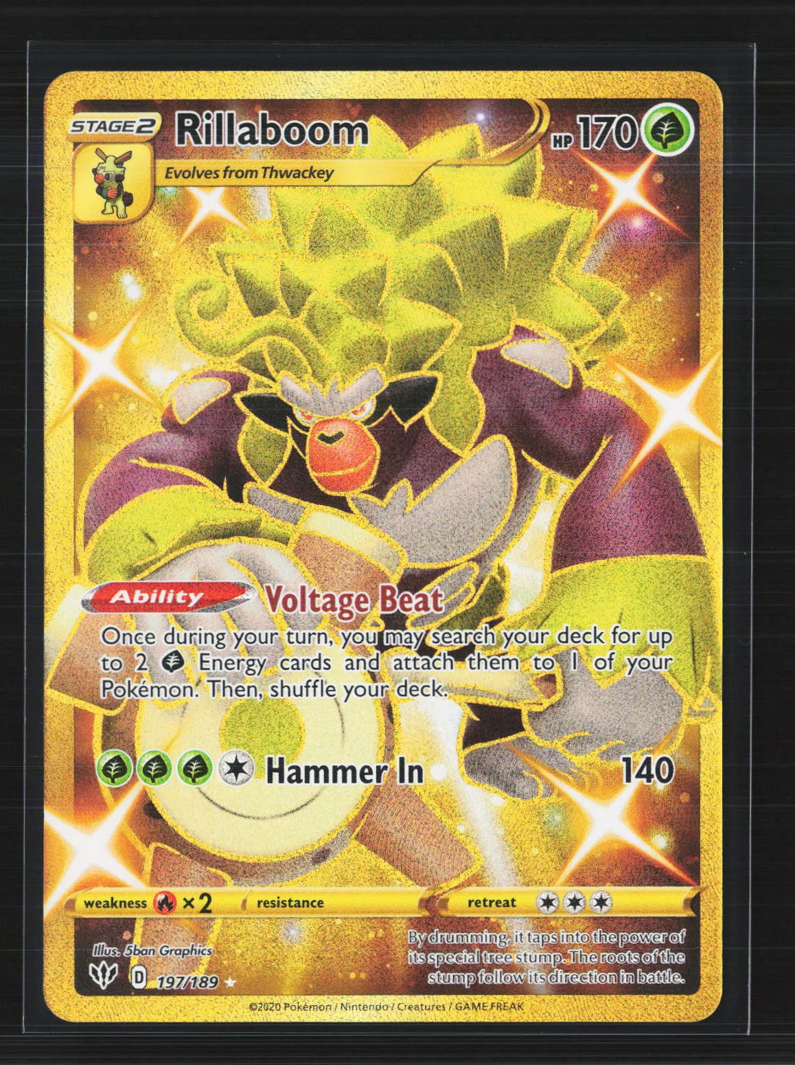 Pokemon 2020 Sword & Shield Rillaboom SR #197/189