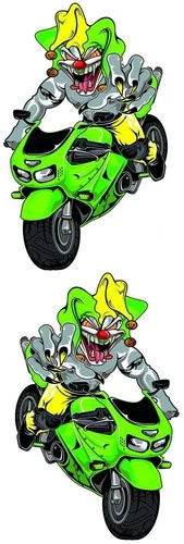 Sticker Set Joker on Bike Green 10.5 x 5.5 cm Green Jester Sportbike Decal
