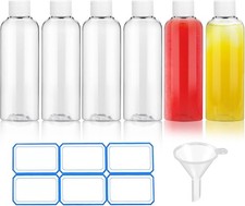 6 Pack 2 Oz 60Ml Clear Plastic Shot Bottles with Caps - Small Bottles for Heal