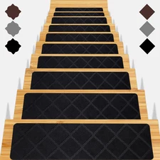 15 PCS Carpet Stair Treads Wood Steps Non-Slip Step Mats for Kids, Pets & Elders