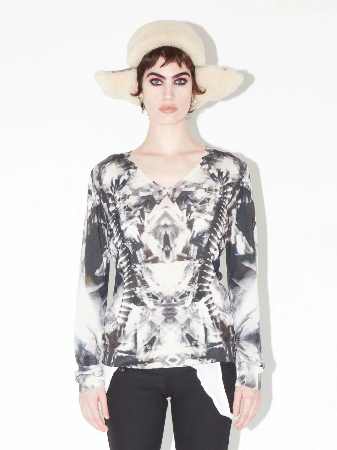 Alexander McQueen SS2009 Skeleton Kaleidoscope Silk Jumper Black Grey - Size M image 4