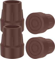 Walking Cane Tips 1" - Heavy Duty 1 Inch Cane Tips of Rubber Tips Brown, 4-P...