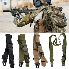 Single Double Point Adjustable Bungee Rifle Gun Sling Strap Hook Tactical Army