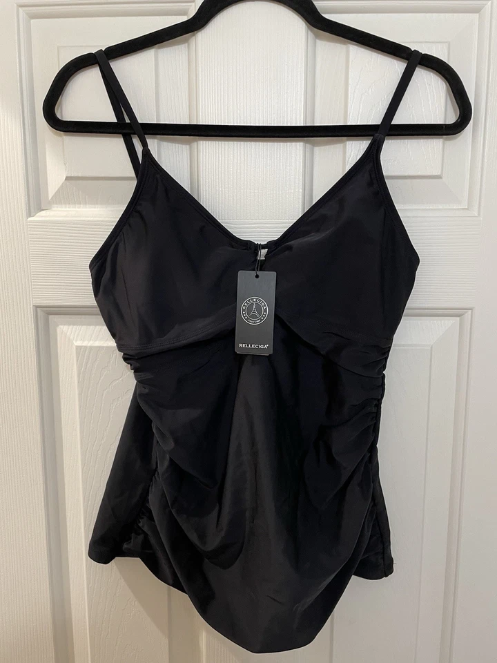 Top de baño RELLECIGA Tankini para mujer talla M negro nuevo con etiquetas Foto 2 de 4