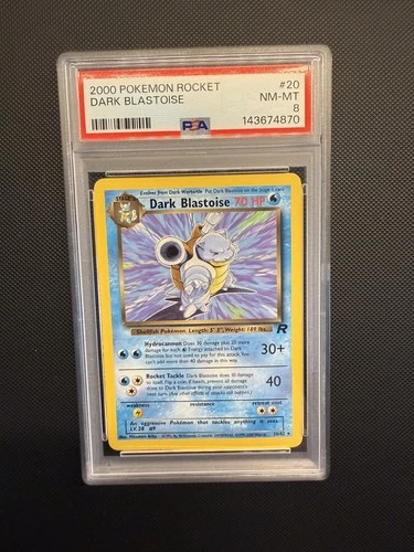 2000 POKEMON ROCKET #20 DARK BLASTOISE PSA 8