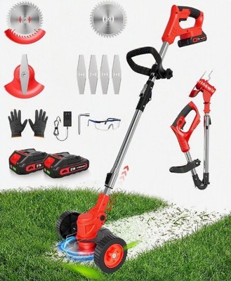 Cordless Weed Wacker, Weed Eater String Trimmer with Wheels, Electric Weed Eate