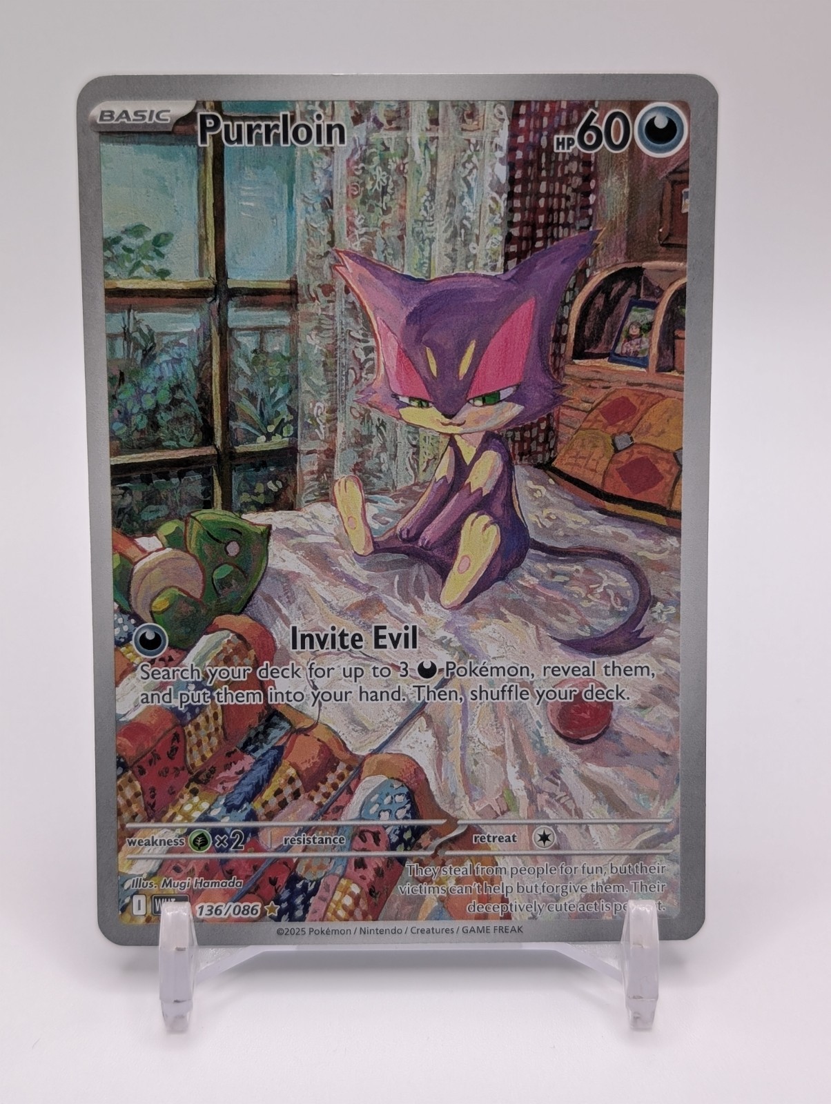 Pokemon TCG Purrloin Card 136/086 Illustration Rare, Sv: White Flare
