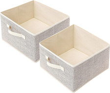 Storage Baskets, 11-Inch Woven Fabric Bins, Storage Cubes with Reinforced Handle