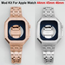 Stainless Steel Mod Kit Band for AppleWatch 11 10 9 8 7 46/45mm Metal Case Strap
