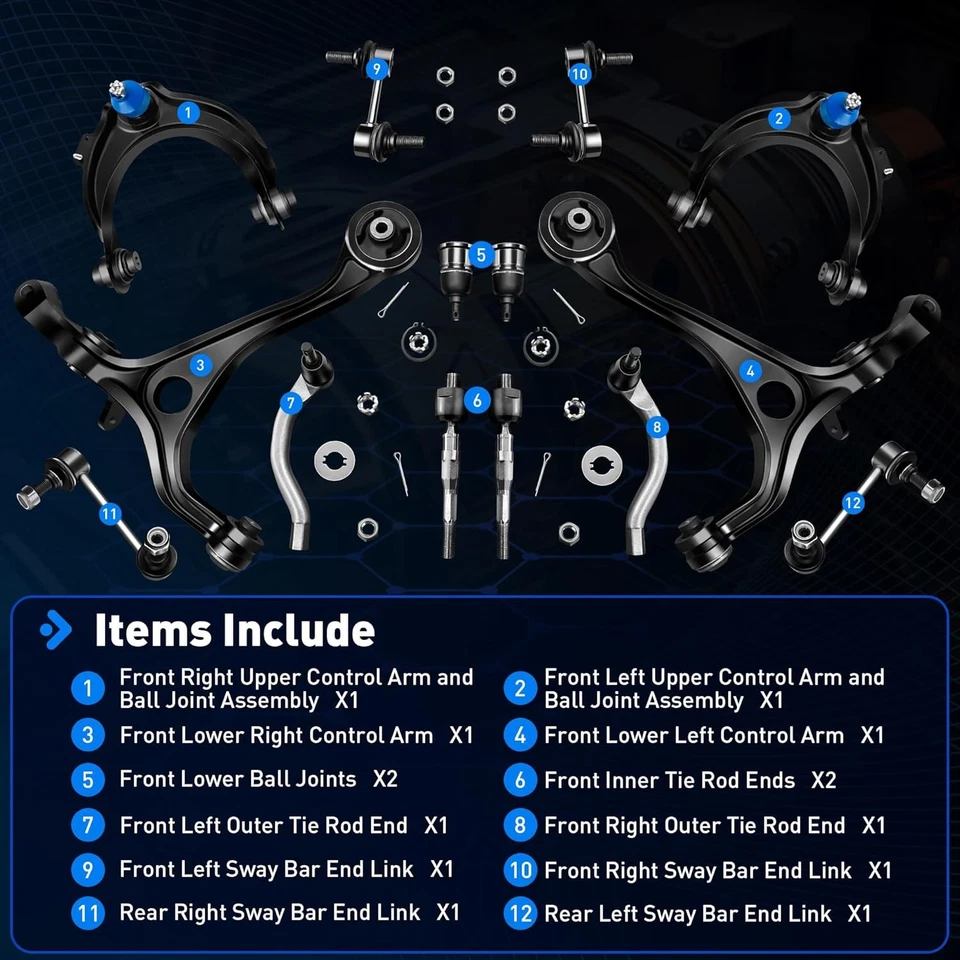 Lower Upper Control Arms& Ball Joint Suspension Kits For 2003-2007 Honda Accord Foto 4 de 4