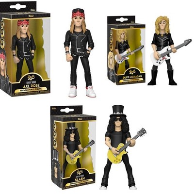 Guns N Roses Axl Rose, Slash, Duff McKagan Set of 3 Funko Gold 5-in Figures MINT