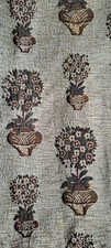 2 X Heavy Traditional Chenille Curtains And 1 X Door Curtain Plant Pattern