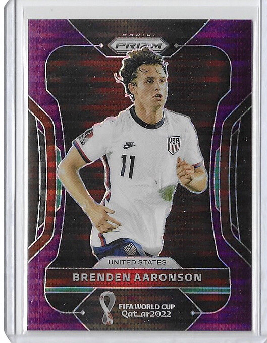 2022 Panini Prizm World Cup Brenden Aaronson Purple Breakaway Pulsar #12/35