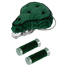 OG LOWRIDER 10" LONG BEACH CRUISER VELOUR SADDLE IN GREEN W/ VELOUR GRIPS