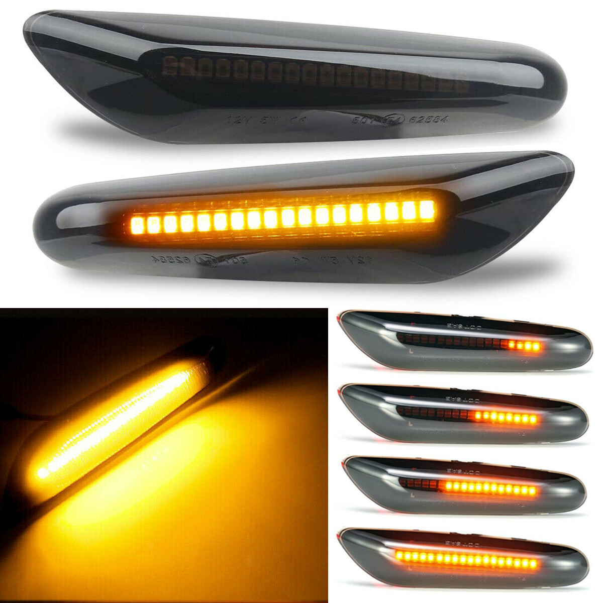 Paire de Clignotant séquentiel Led 12V WAPON Noir Chaft pour moto Paire de Clignotant séquentiel Led 12V WAPON Noir Chaft pour moto