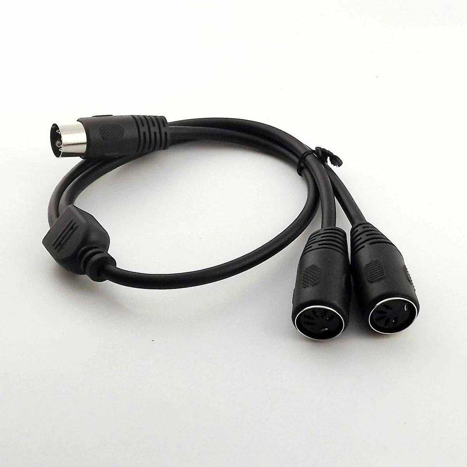 2Pc 50cm 5 PIN MIDI DIN 1 Male Plug to 2x Female Socket Y Splitter Adapter Cable - Image 2 of 4