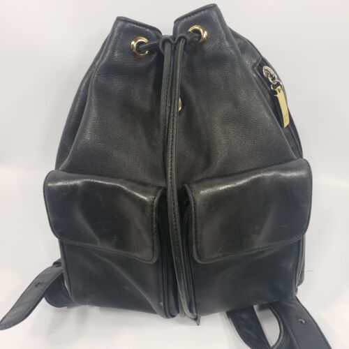 DKNY Donna Karan - Black Smooth Leather Mini Backpack Purse - Picture 5 of 11