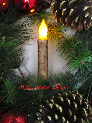 6'' Burnt Ivory Taper Candle Flameless Flickering LED Battery Powered Wax 