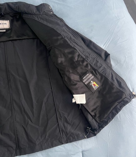 GEOX Respira Mens Light Windbreaker Jacket Black US Size 48 Roll Away Hood - Picture 8 of 15