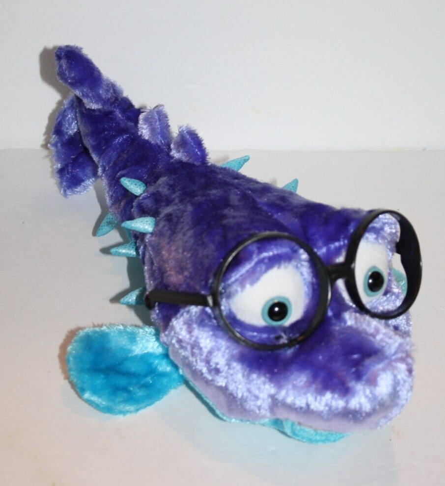 Grumpy blue candy pufferfish with glasses pokemon from the front