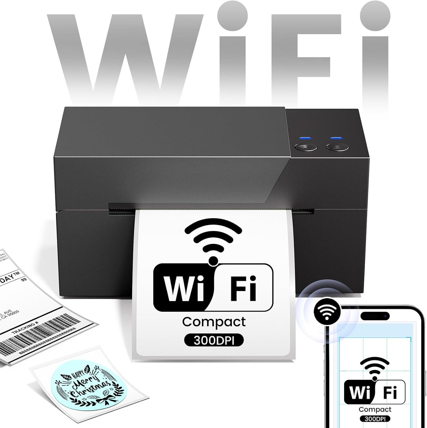 Wireless 300DPI WiFi Label Printer for Small Business Shipping & Packages