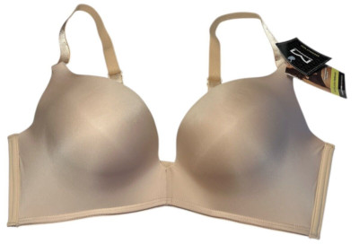 Maidenform Bra Womens 36C Beige Wirefree Push Up Smoothing Back SE1189 Plunge