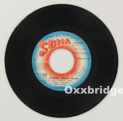 HECTOR BONILLA Del Brazo De Otra SONA Latin Salsa Cumbia Rare Vinyl 45 Quisiera