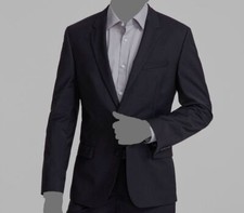 Hugo Boss Men's Black Wool Solid Slim Superflex Henry Jacket Suit Size 40L