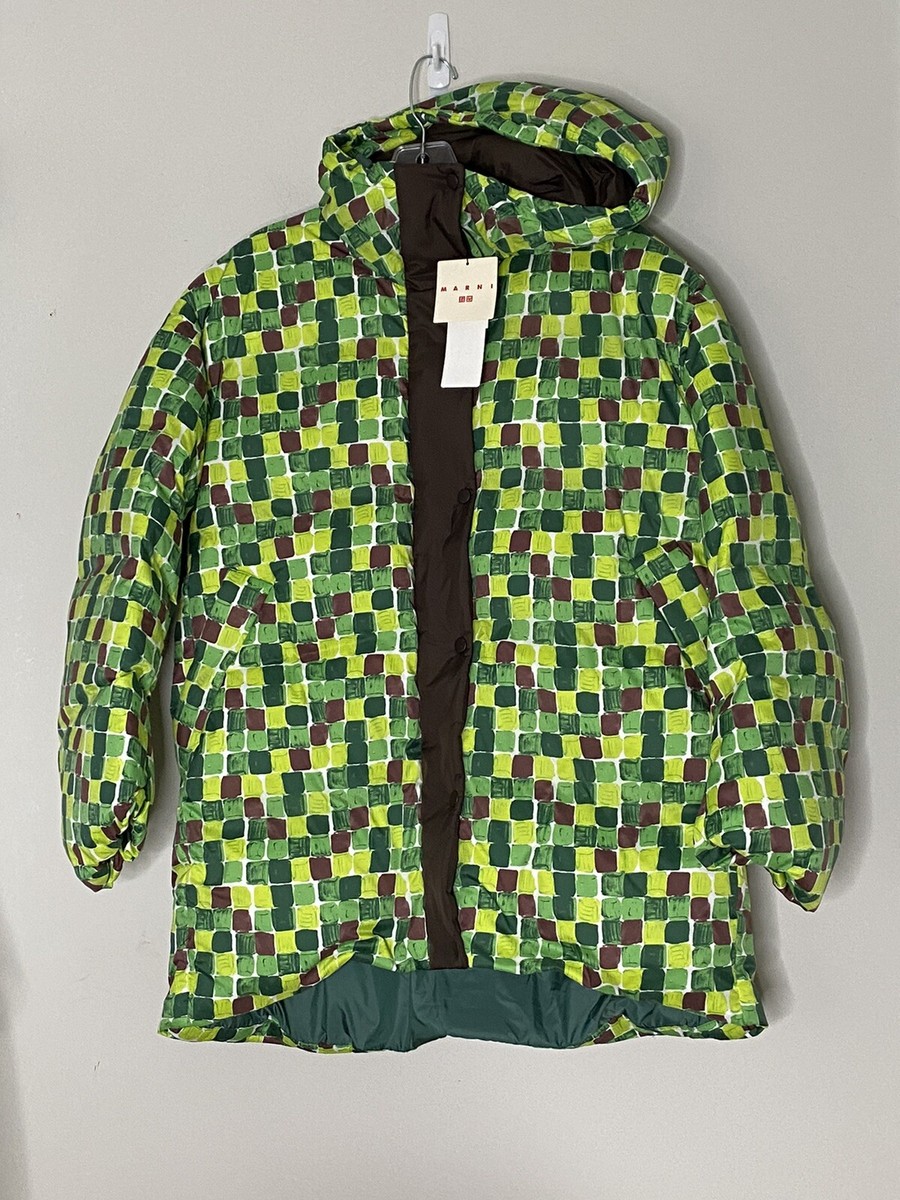 UNIQLO Down Oversized Hooded Coat (Printed, MARNI) green new with