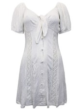 Ladies Pure Cotton Lace Panel Mini Dress in White by ASOS - Size to 8 - 14