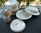 Vintage80s Soviet~Enamel on Steel~CHiLD Kids SET 8pc~2 Pots~2Cups~2Bowls~Camping — photo 1