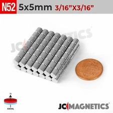 5mm x 5mm N52 Strong Cylinder Disc Rare Earth Neodymium Magnet 5x5mm
