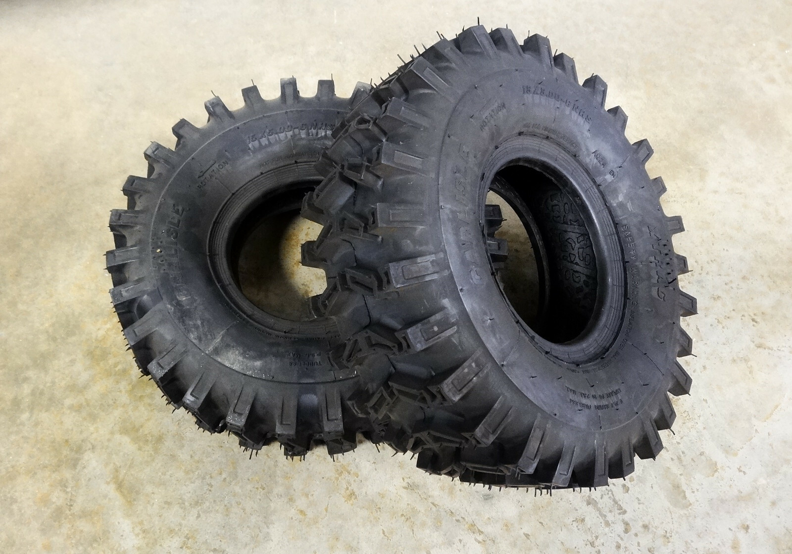 Two 15X5.006 Carlisle XTrac Deep Lug Traction Tires Garden Tiller