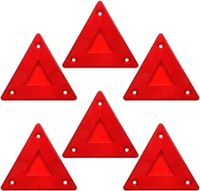 6-Pack Red Safety Reflector Warning Sign Slow Moving Vehicle Triangl