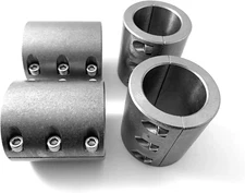 Steel 1-1/2" Tube Clamps - Universal Roll Cage Mounts - Long 6 Bolt (4) - Silver