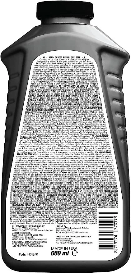 Bar's H1S1L-27 Cylinder Head Gasket Repair Fluid 600ml (Head Gasket Rep - Image 2 of 2