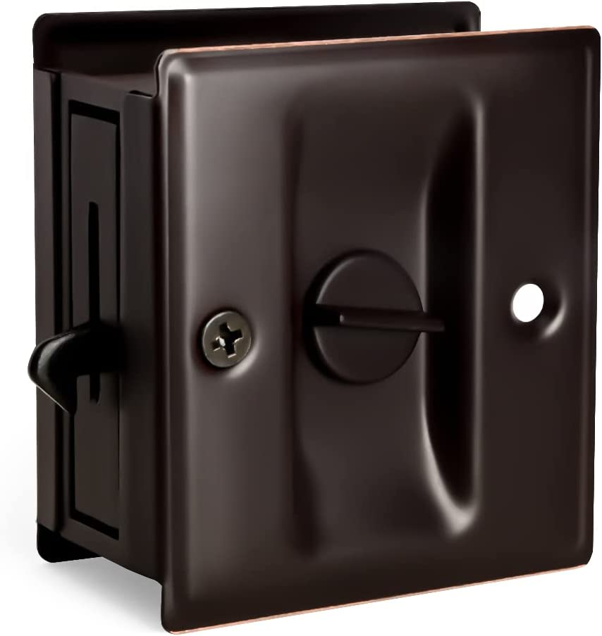 Oil Rubbed Brass Privacy Sliding Door Lock – Replace Old or Damaged Locks