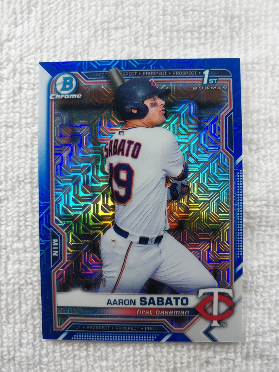 2021 Bowman Chrome Aaron Sabato Blue Refractor 1st Prospect #/150 Twins BCP-125