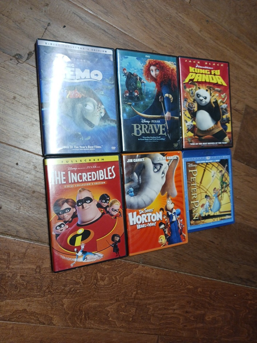 6Dvd Lot Peter Pan, Kung Fu Panda, Brave, Finding Nemo The