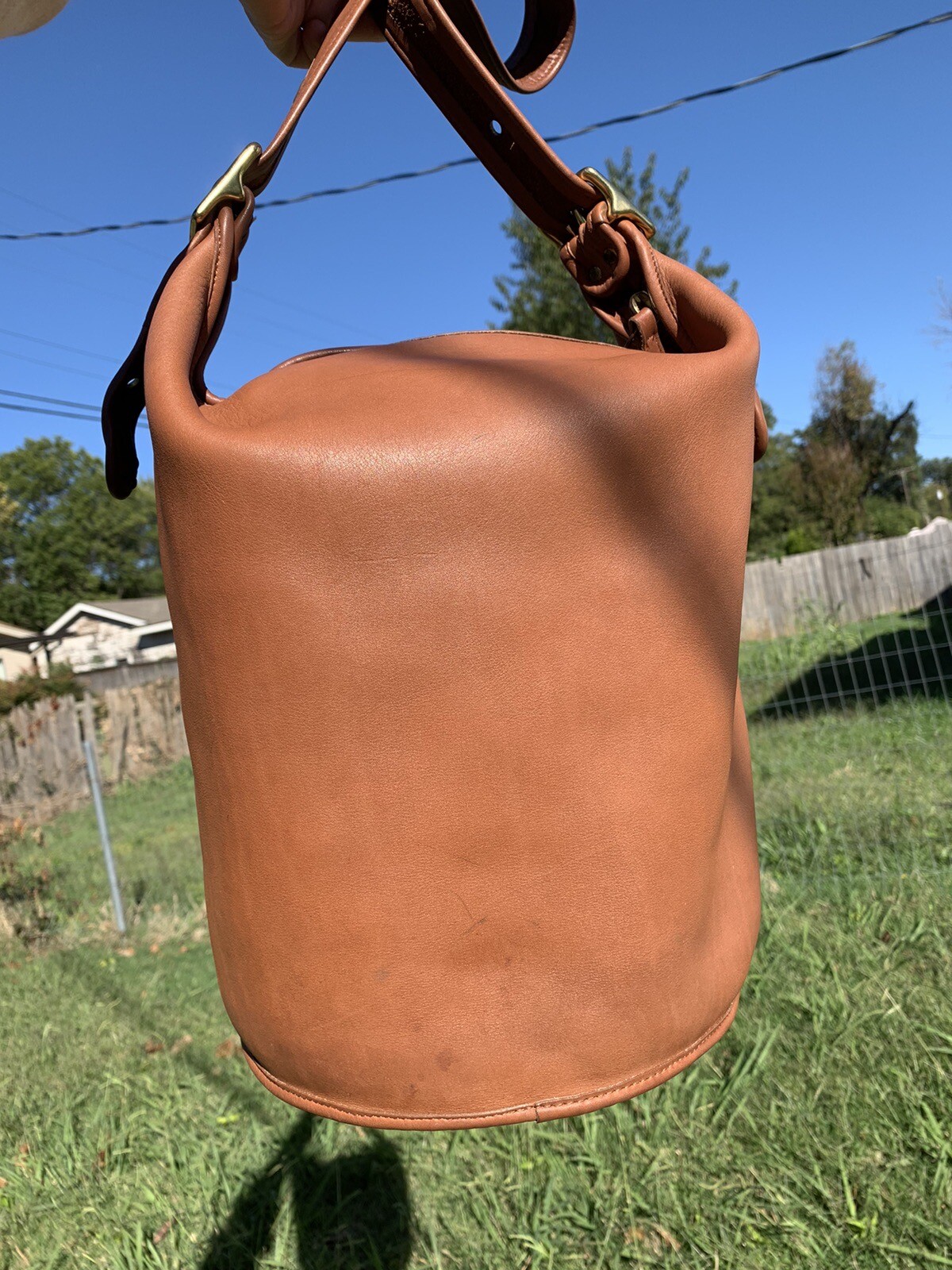 COACH Vintage 9085 British Tan Leather XL Duffle Feed… Gem